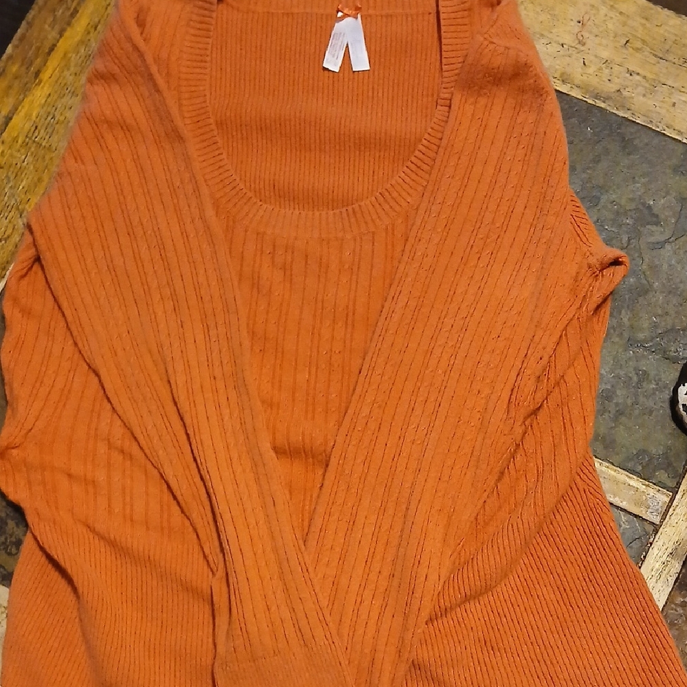 Women's Orange Ribbed Sweater